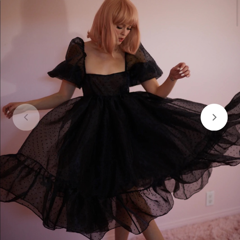 The Caviar Polka Dot French Puff Dress. Size XL.
